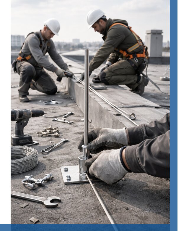 Монтаж молниезащиты на кровле в Апатитах цена от 25930 р. | ВЫСОТНИК-Птт