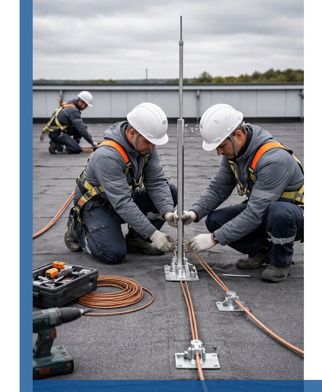 Монтаж молниезащиты на кровле в Апатитах под ключ с гарантией