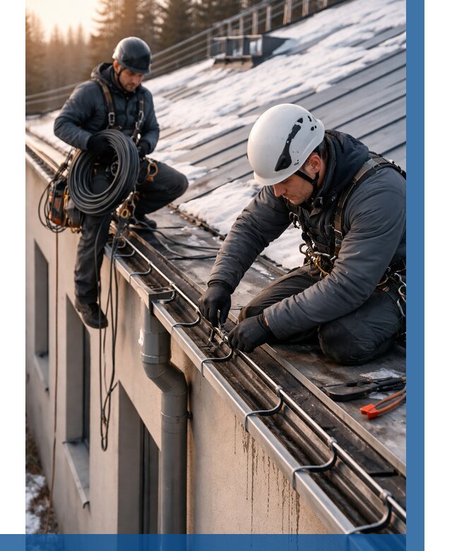 Монтаж греющего кабеля на кровле в Апатитах от 467 р. | ВЫСОТНИК-Птт