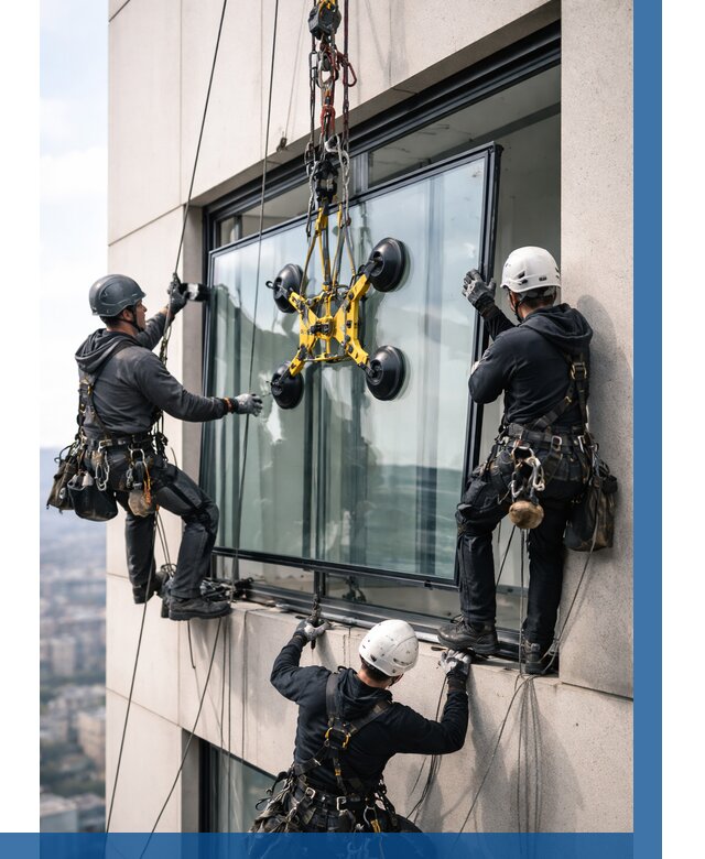 Монтаж стеклопакетов на высоте в Апатитах от 3319 р. | ВЫСОТНИК-Птт