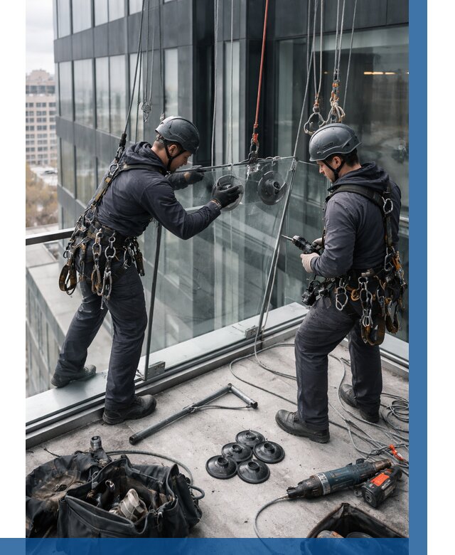 Монтаж стеклянных ограждений в Апатитах от 2593 р. | ВЫСОТНИК-Птт