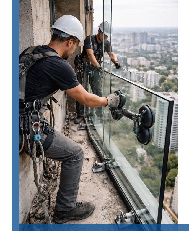 Монтаж стеклянных ограждений под ключ с гарантией в Апатитах