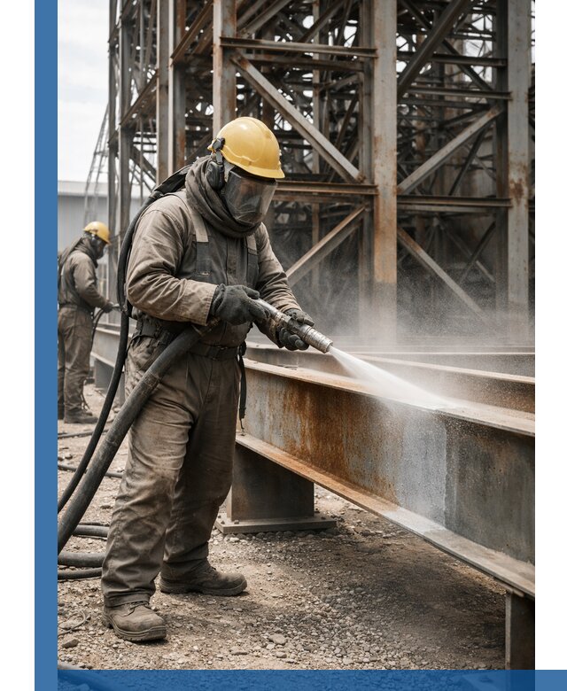 Пескоструйная очистка металлоконструкций в Апатитах промышленная