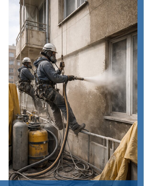 Пескоструйная очистка фасада в Апатитах от 674 р. | ВЫСОТНИК-Птт