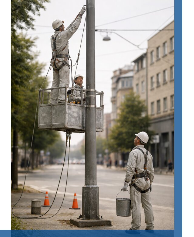 Покраска опор освещения в Апатитах от 5186 р. | ВЫСОТНИК-Птт