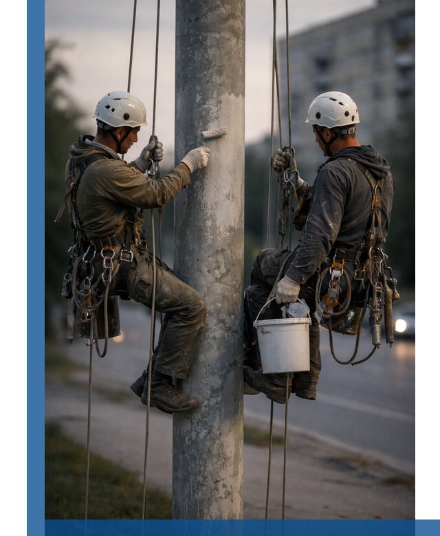 Покраска опор освещения и антикоррозийная защита в Апатитах