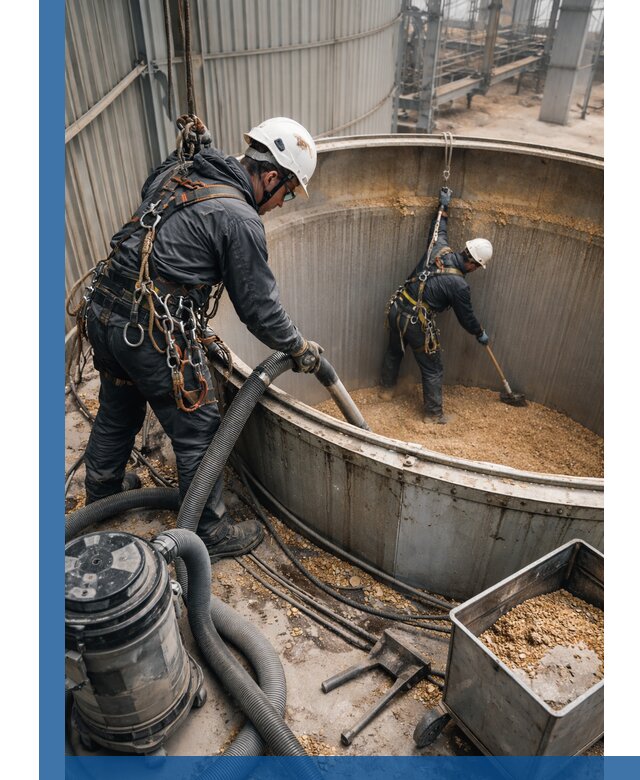 Профессиональная чистка зерновых бункеров в Апатитах с выездом