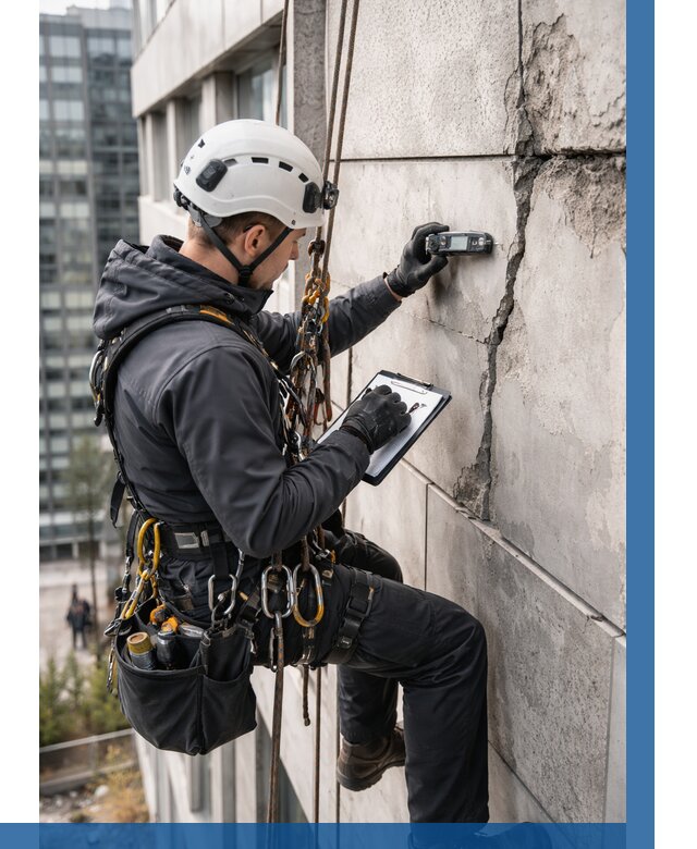 Обследование фасада альпинистами в Апатитах от 124 р. | ВЫСОТНИК-Птт