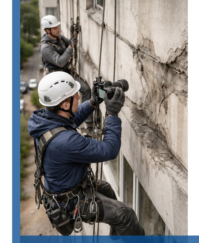 Фотофиксация дефектов фасада с высотной съемкой в Апатитах