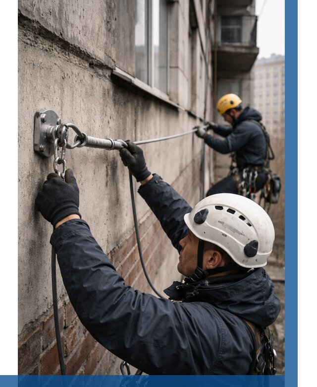 Монтаж анкерных линий в Апатитах от 3112 р. | ВЫСОТНИК-Птт