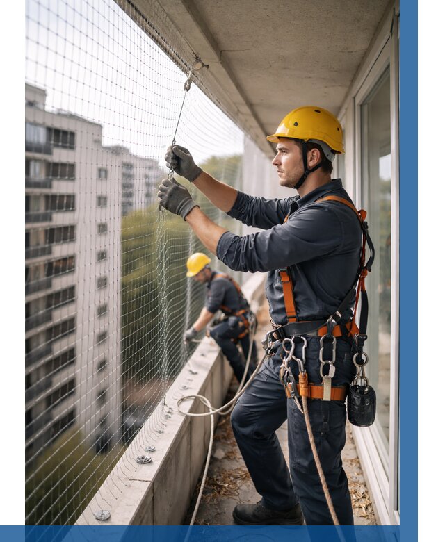 Монтаж сетки от птиц в Апатитах от 4667 р. | ВЫСОТНИК-Птт