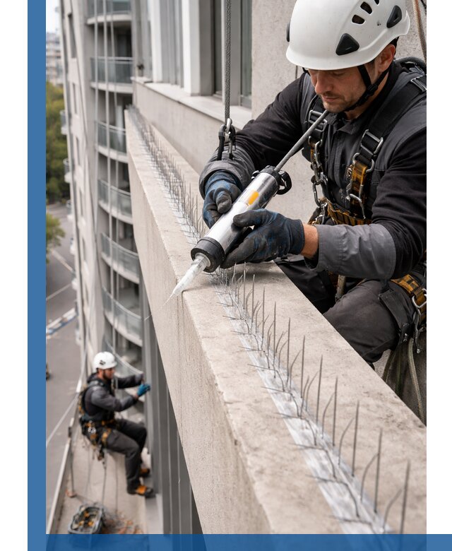 Установка шипов от птиц на фасадах и кровлях в Апатитах